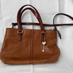 Vintage Fossil Tan Leather Crossbody Bag